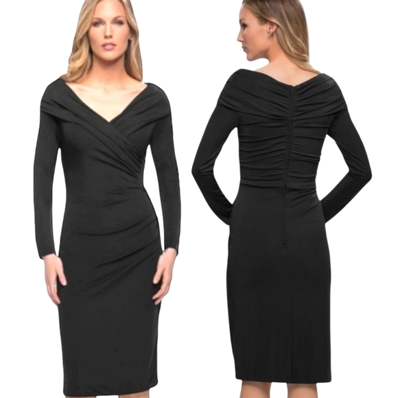 La Femme Dresses & Skirts - LA FEMME 🔖NWT Long Sleeve Ruched Cocktail Dress - Size 2